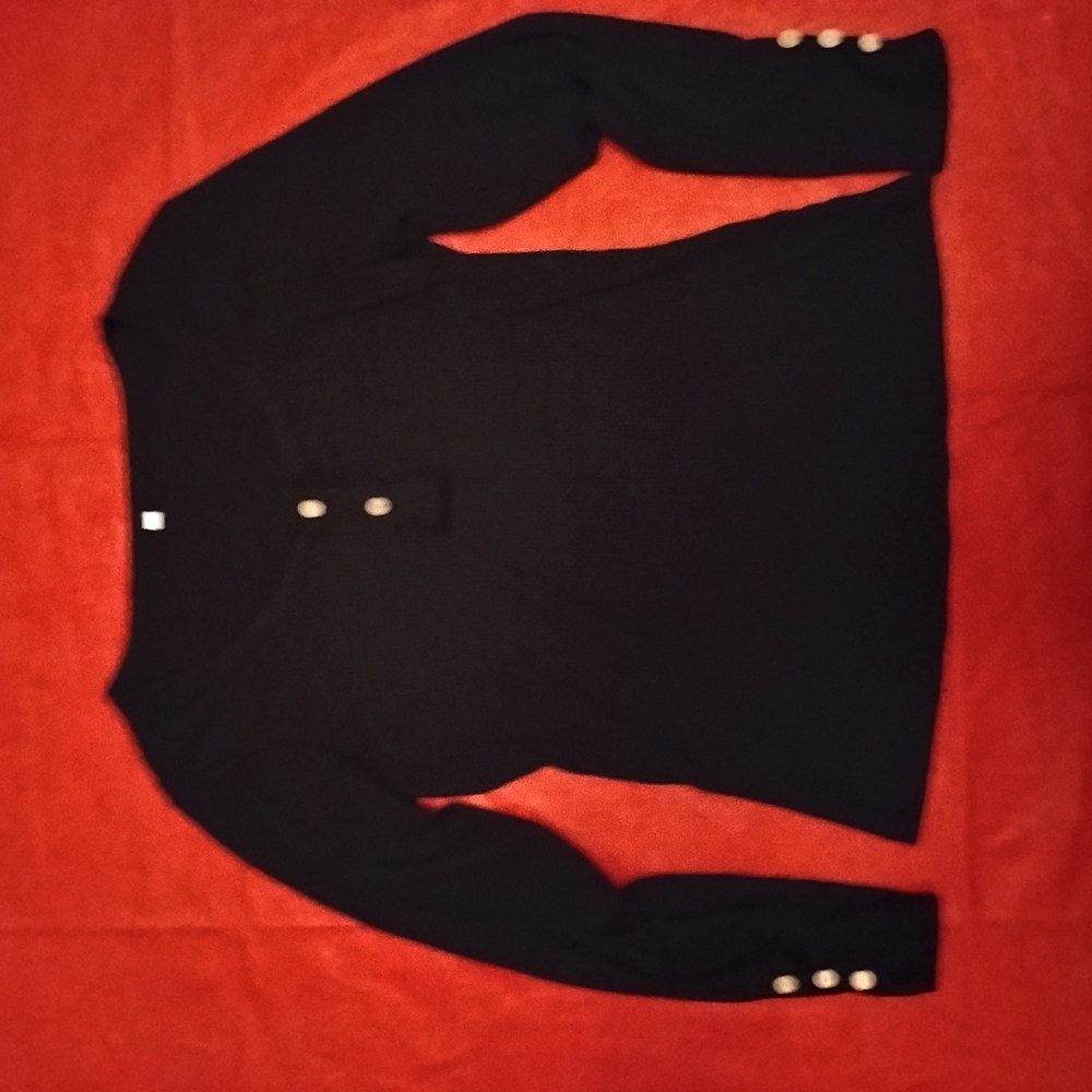 Black Sweater with Button Accents